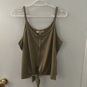 LOFT Olive Tie-Front Button Cami Top